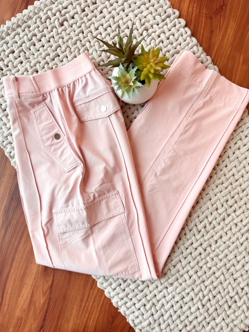 Athleta Light Pink Cargo Track Pants - Picture 2 of 16